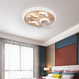 Round Solid Wood Clear 3 Blades Ceiling Fan with Light Image - 4