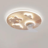 Round Solid Wood Clear 3 Blades Ceiling Fan with Light Image - 6