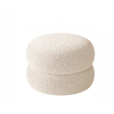 Round Sponge Plush Pouf Sherpa Ottoman Seats White Image - 11