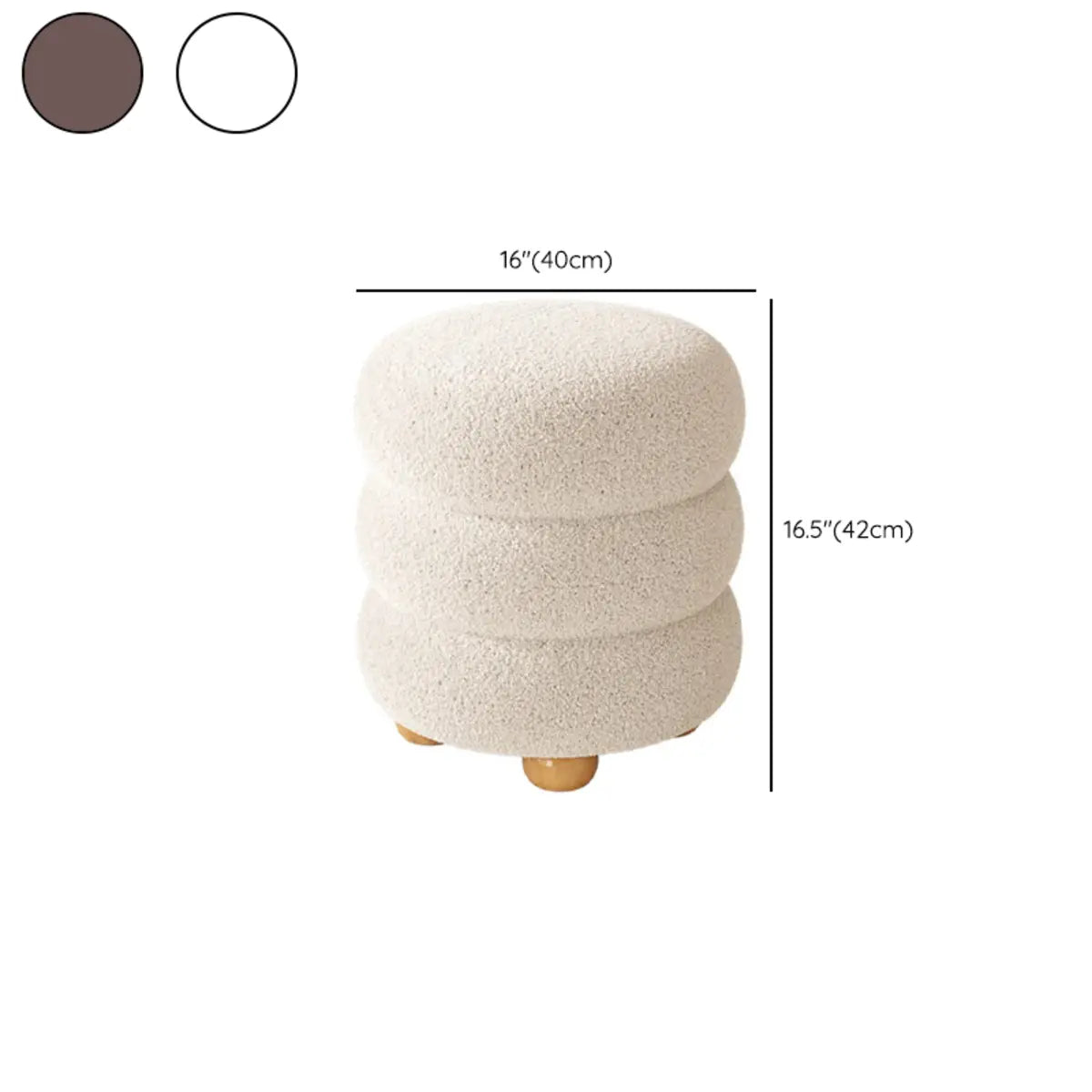 Round Sponge Plush Pouf Sherpa Ottoman Seats White Image - 15