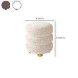 Round Sponge Plush Pouf Sherpa Ottoman Seats White Image - 15