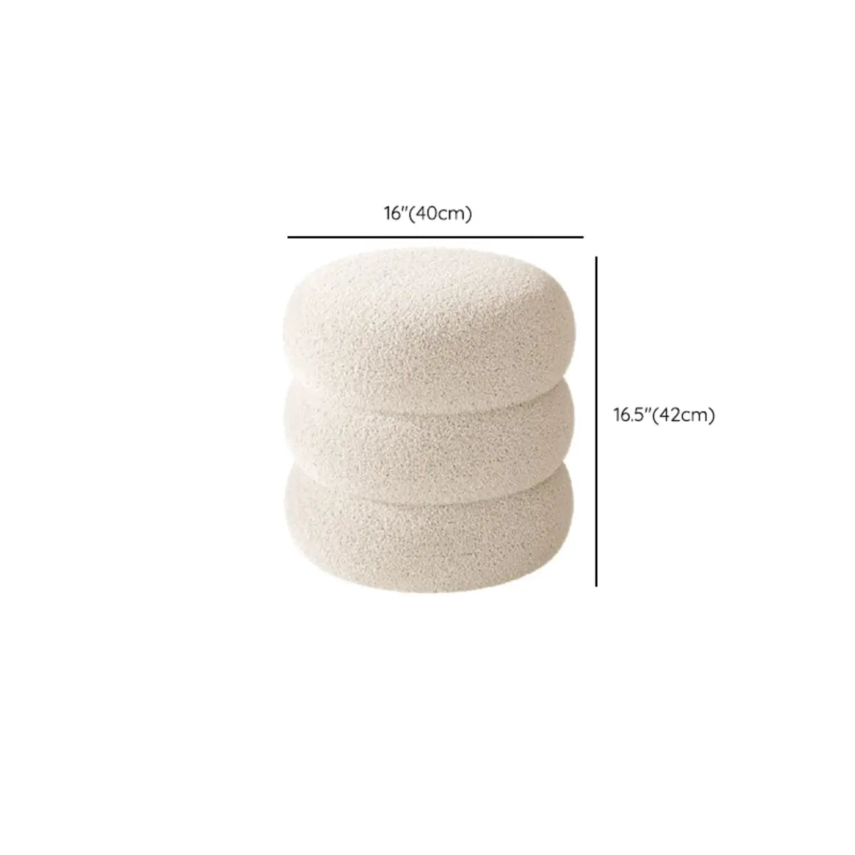 Round Sponge Plush Pouf Sherpa Ottoman Seats White Image - 18