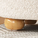 Round Sponge Plush Pouf Sherpa Ottoman Seats White Image - 6