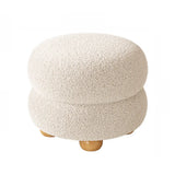 Round Sponge Plush Pouf Sherpa Ottoman Seats White Image - 7