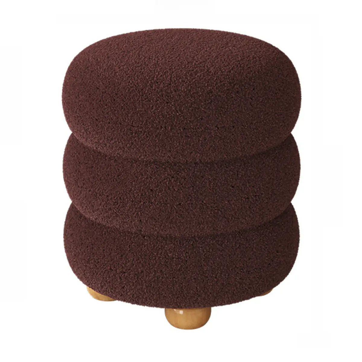 Round Sponge Plush Pouf Sherpa Ottoman Seats White Image - 8