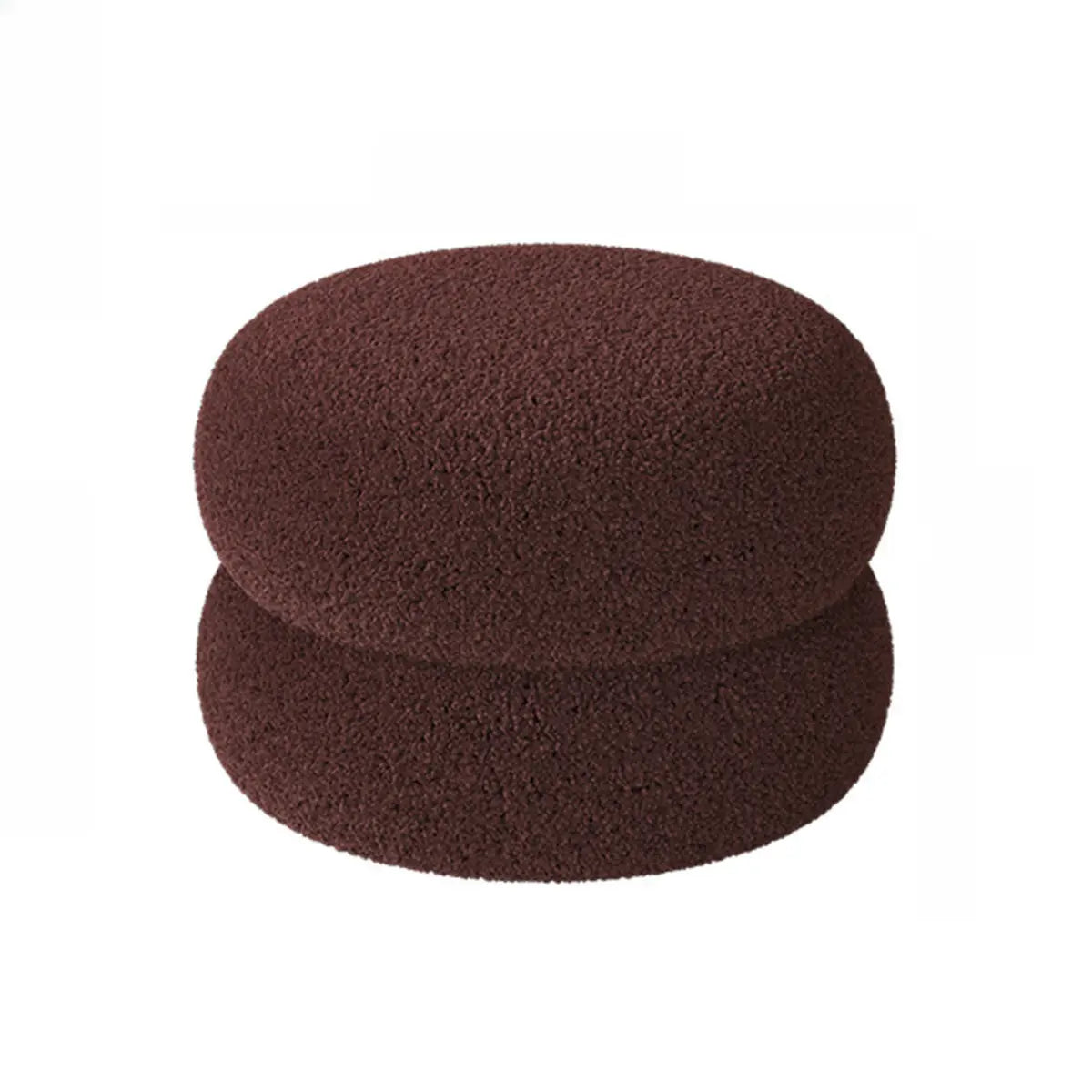 Round Sponge Plush Pouf Sherpa Ottoman Seats White Image - 9