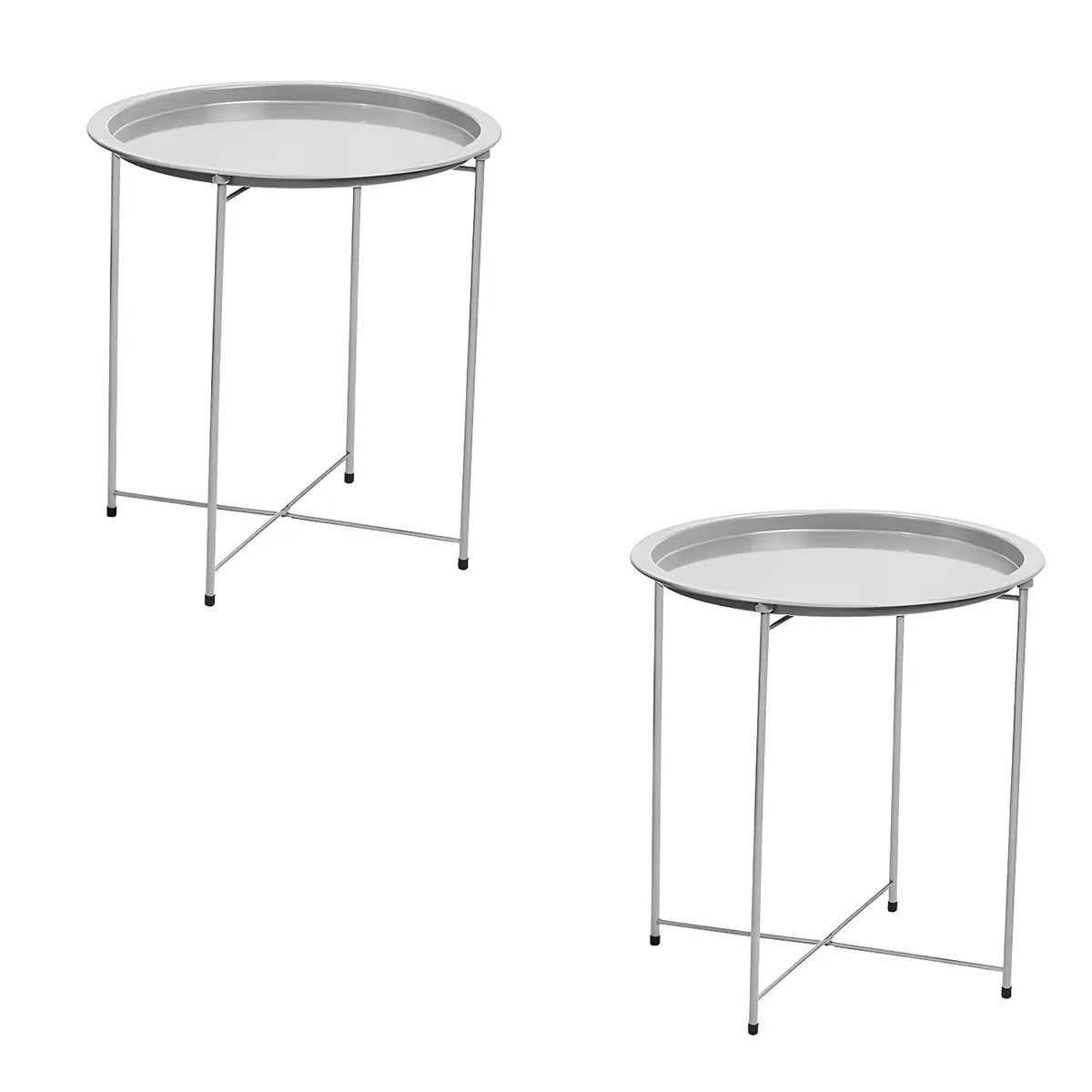 Round Stainless Steel Black Tray Top Cross Legs Side Table Image - 13