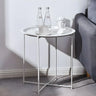 Round Stainless Steel Black Tray Top Cross Legs Side Table Image - 3