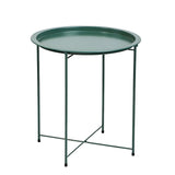 Round Stainless Steel Black Tray Top Cross Legs Side Table Image - 4