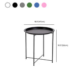 Round Stainless Steel Black Tray Top Cross Legs Side Table #size