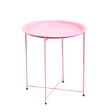 Round Stainless Steel Black Tray Top Cross Legs Side Table Image - 6