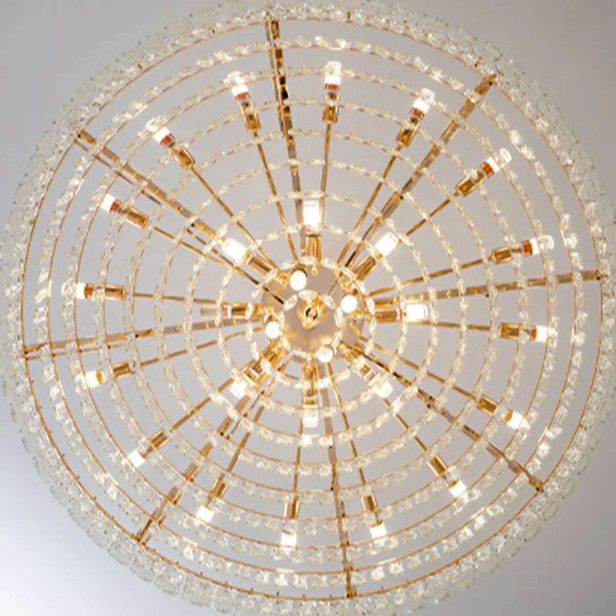 Round Tiered Crystal Clear Metal Living Room Chandelier Image - 12