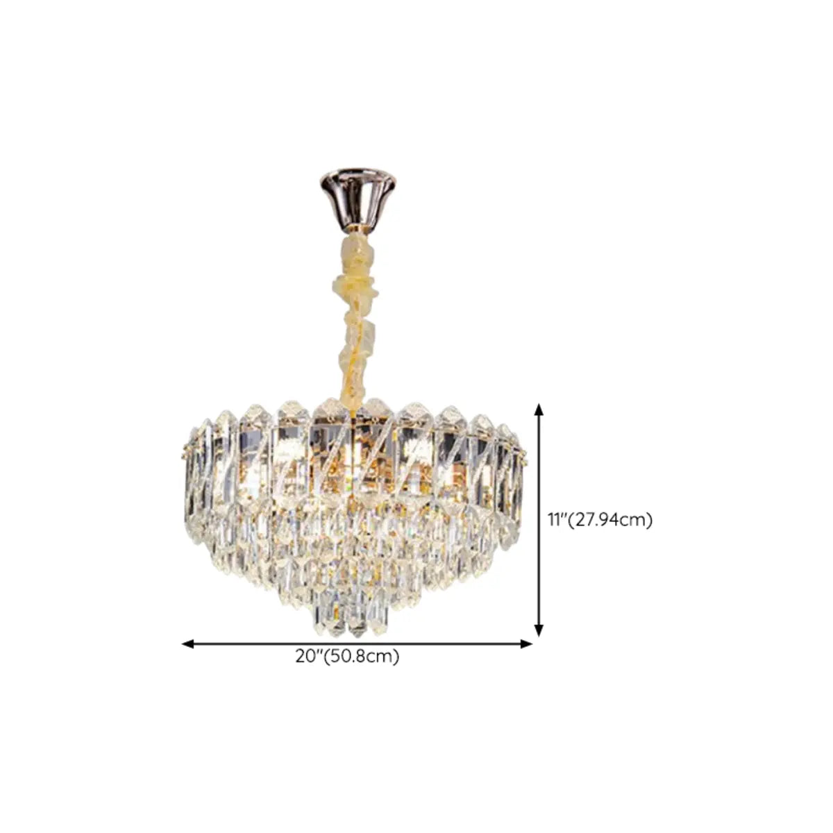 Round Tiered Crystal Clear Metal Living Room Chandelier 