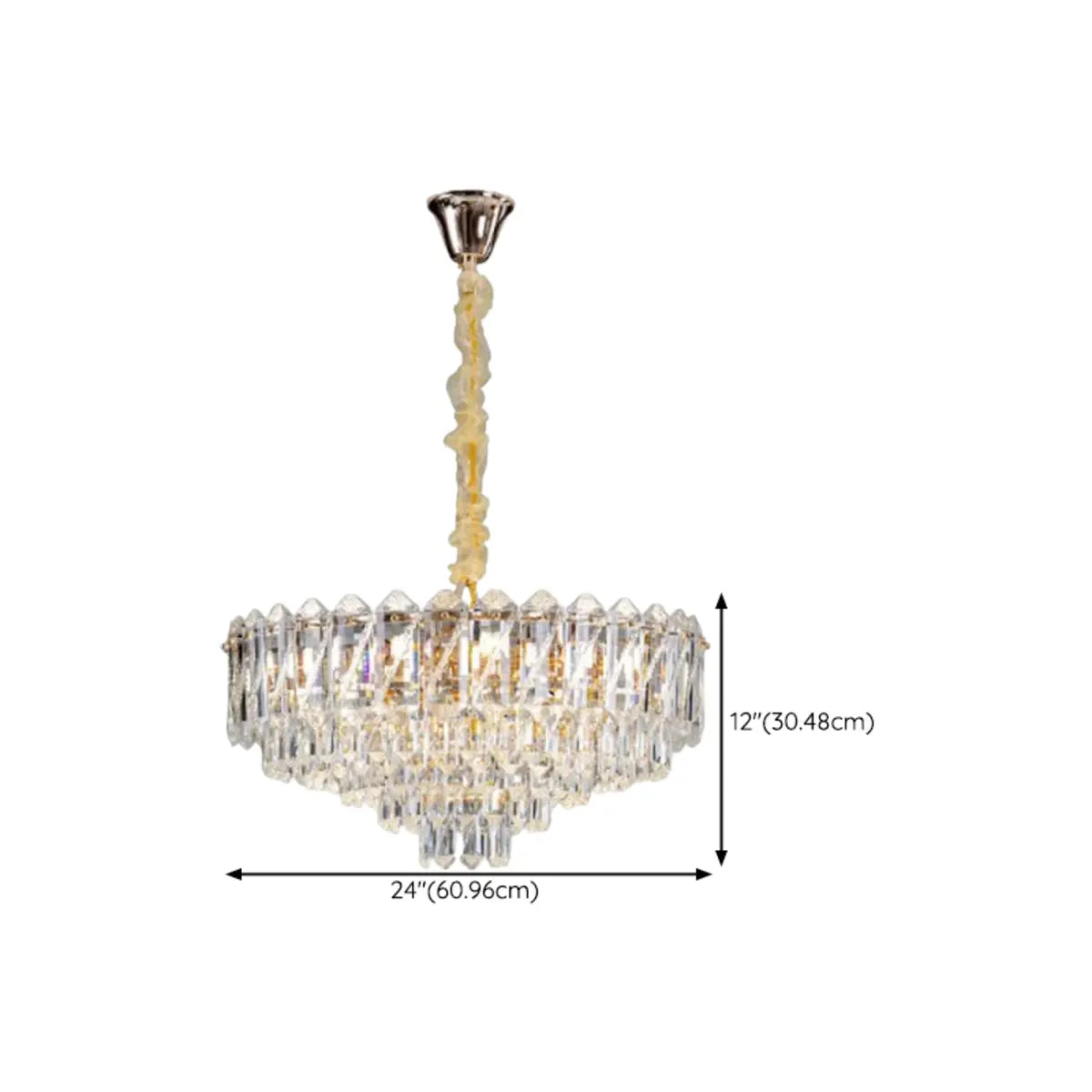 Round Tiered Crystal Clear Metal Living Room Chandelier Image - 17