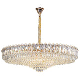 Round Tiered Crystal Clear Metal Living Room Chandelier Image - 5