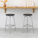 Round Tripod Metal Backless Counter Bar Stools Black Image - 1