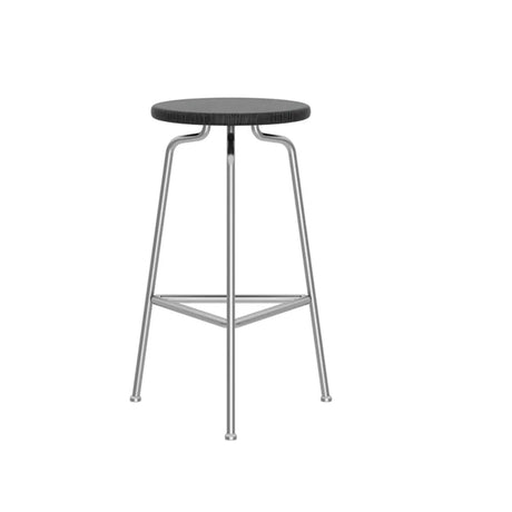 Round Tripod Metal Backless Counter Bar Stools Black Image - 2