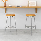 Round Tripod Metal Backless Counter Bar Stools Black Image - 6