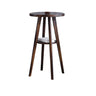 Round Wood Upholstered Chair Storage Shelf Coffee Bar Set Image - 2