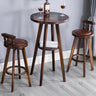 Round Wood Upholstered Chair Storage Shelf Coffee Bar Set Image - 3