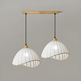 Rounded Dome White Fabric Rustic Pendant Light Image - 10