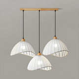 Rounded Dome White Fabric Rustic Pendant Light Image - 12