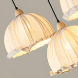 Rounded Dome White Fabric Rustic Pendant Light Image - 17