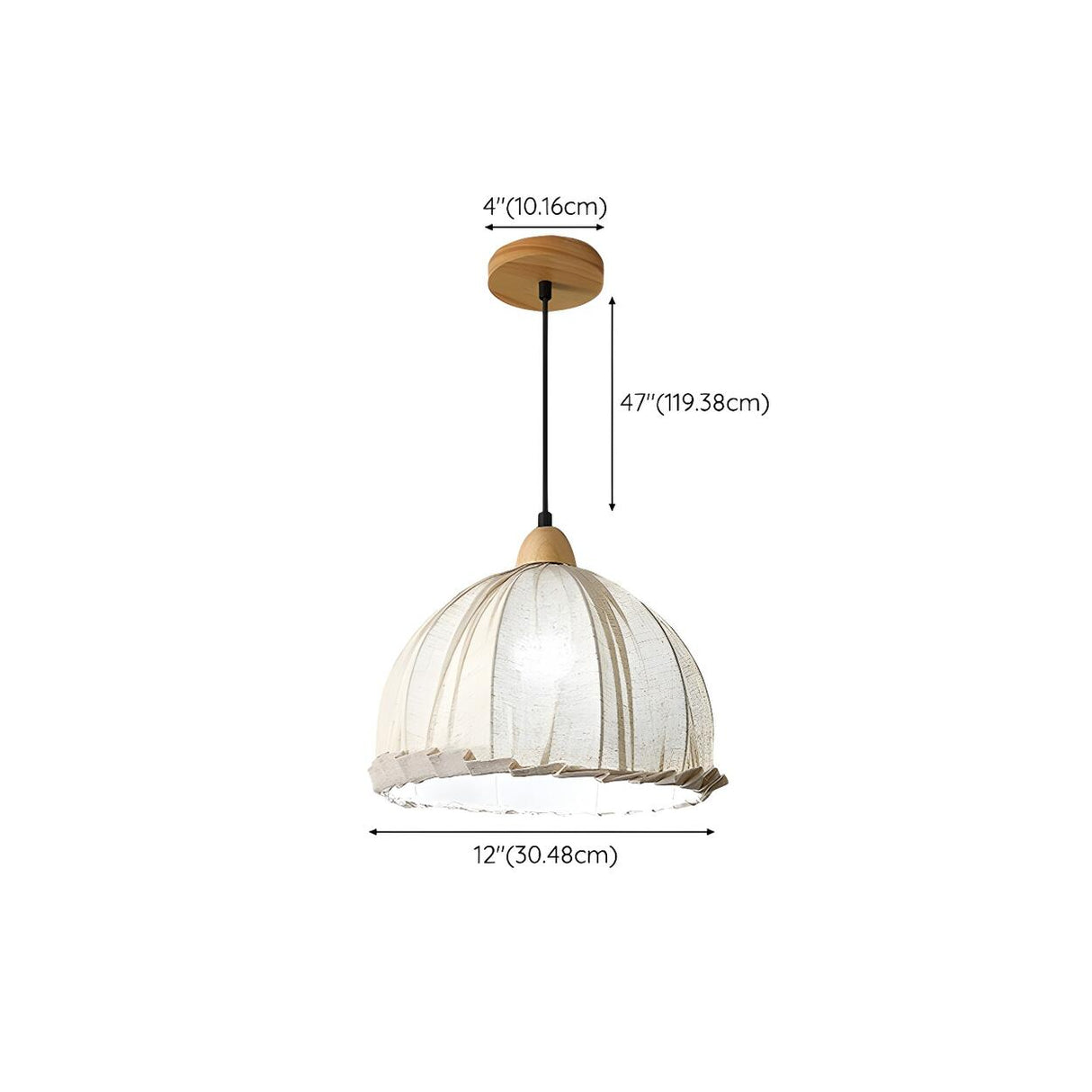 Rounded Dome White Fabric Rustic Pendant Light Image - 24