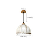 Rounded Dome White Fabric Rustic Pendant Light Image - 24