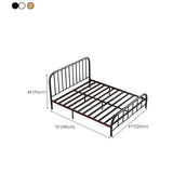 Rounded Metal Gold Footboard Queen Slat Bed with Headboard #size