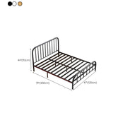 Rounded Metal Gold Footboard Queen Slat Bed with Headboard Image - 12