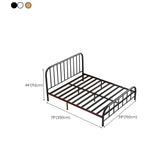 Rounded Metal Gold Footboard Queen Slat Bed with Headboard Image - 15