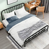 Rounded Metal Gold Footboard Queen Slat Bed with Headboard Image - 4