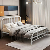 Rounded Metal Gold Footboard Queen Slat Bed with Headboard Image - 5