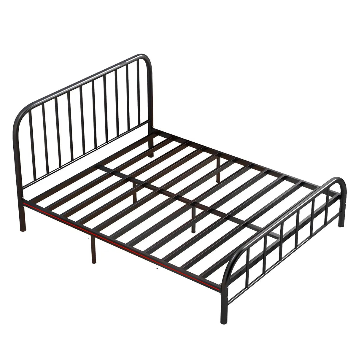 Rounded Metal Gold Footboard Queen Slat Bed with Headboard Image - 8