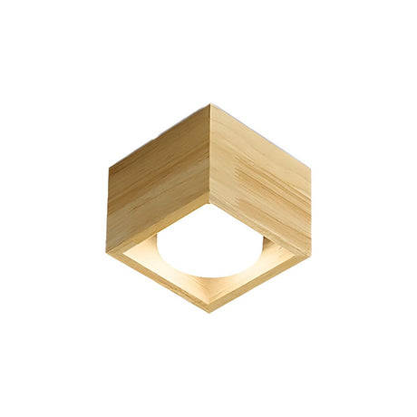 Rubber Wooden Square Grid Flush Mount Light 9-Light Image - 2