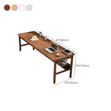 Rubberwood Shelves Long H-Shape Double Writing Desk #size