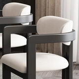 Rubberwood Upholstered Seat Arm Dining Chair Black Image - 13