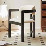 Rubberwood Upholstered Seat Arm Dining Chair Black Image - 2