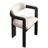 Rubberwood Upholstered Seat Arm Dining Chair Black Image - 4