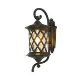 Rural Curling Arm Black External Glass Wall Sconce Image - 3