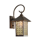 Rural Lantern Metal Coffee Exterior LED Wall Sconce Image - 3