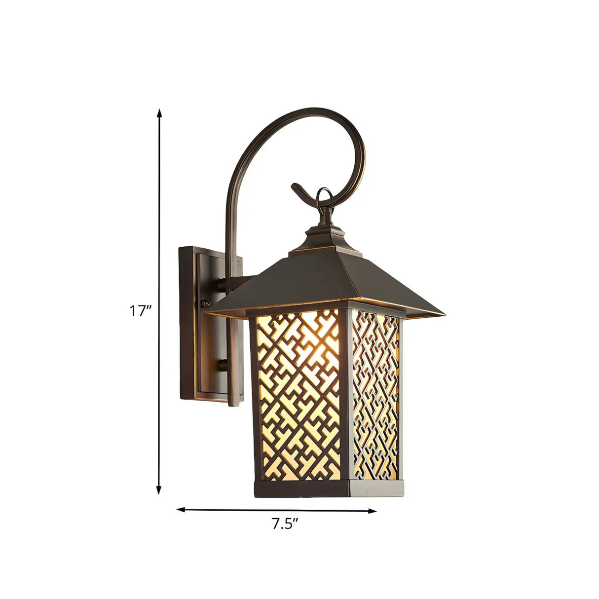 Rural Lantern Metal Coffee Exterior LED Wall Sconce 