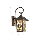 Rural Lantern Metal Coffee Exterior LED Wall Sconce #size