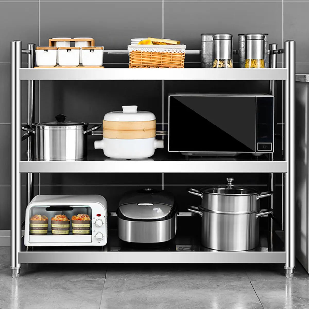 Rust Resistant Silver Stainless Steel Baker's Rack Image - 2