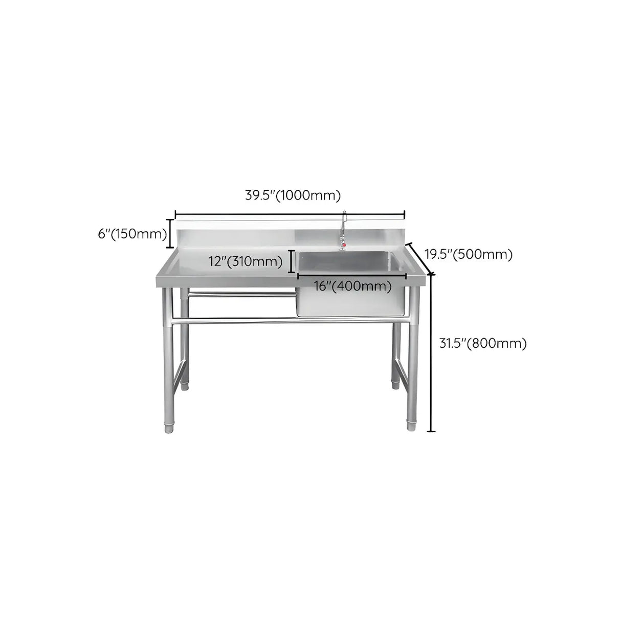 Rust Resistant Stainless Steel Large Kitchen Sink 