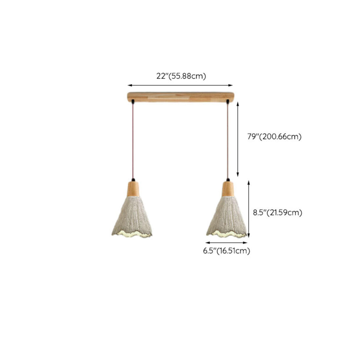 Rustic 3-Light Gray Cone Wood Island Ceiling Light Image - 14