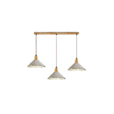 Rustic 3-Light Gray Cone Wood Island Ceiling Light Image - 9