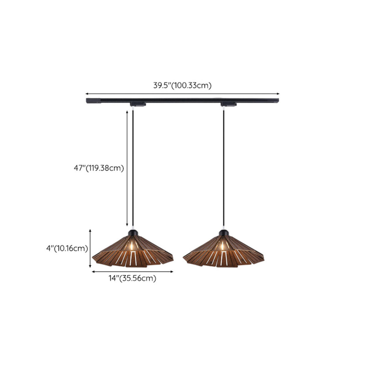 Rustic 3-Light Walnut Wood Cone Island Pendant Light 