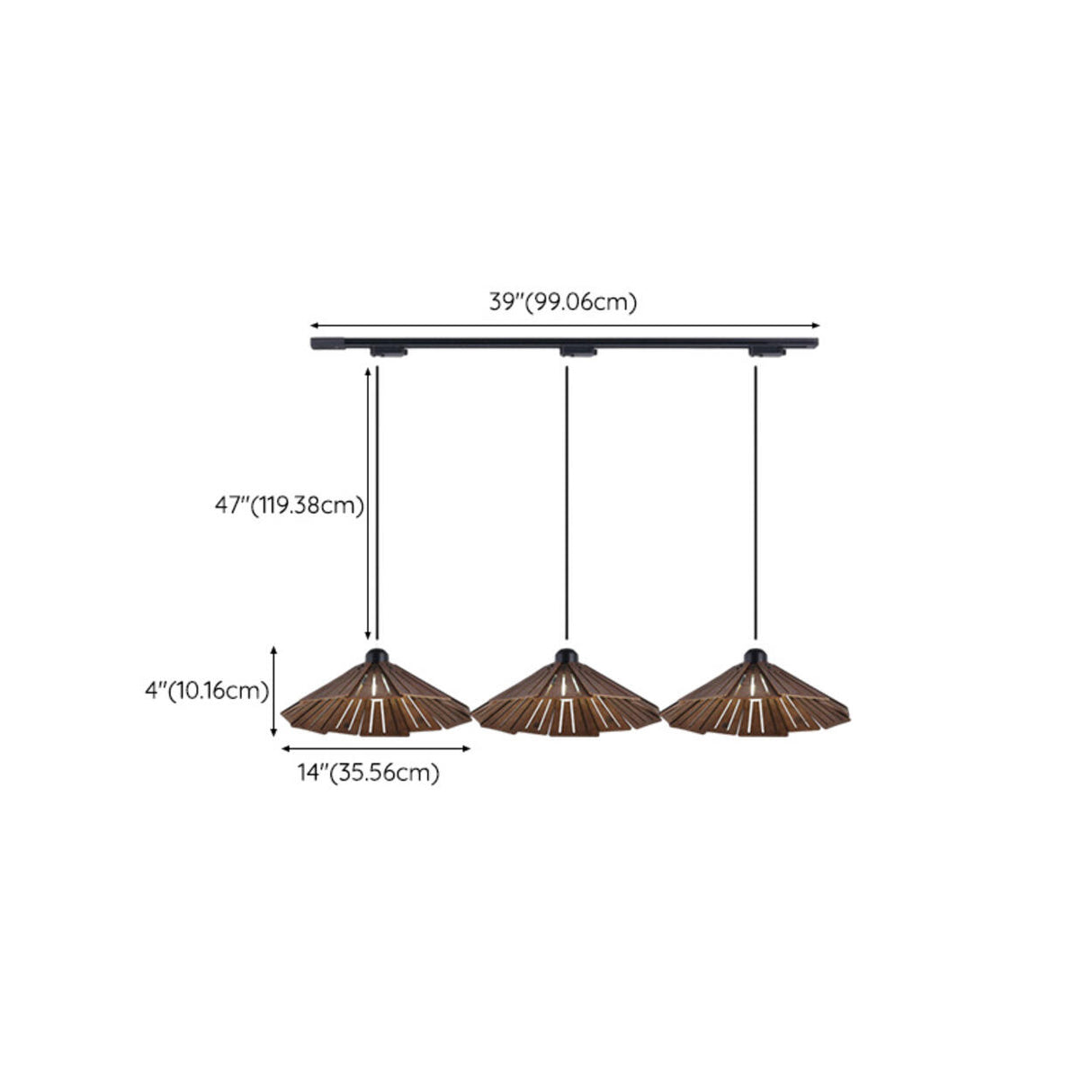 Rustic 3-Light Walnut Wood Cone Island Pendant Light Image - 13